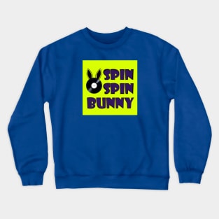 SpinSpinBunny Bunny Main Square Logo - Fluorescent Yellow, Purple Crewneck Sweatshirt